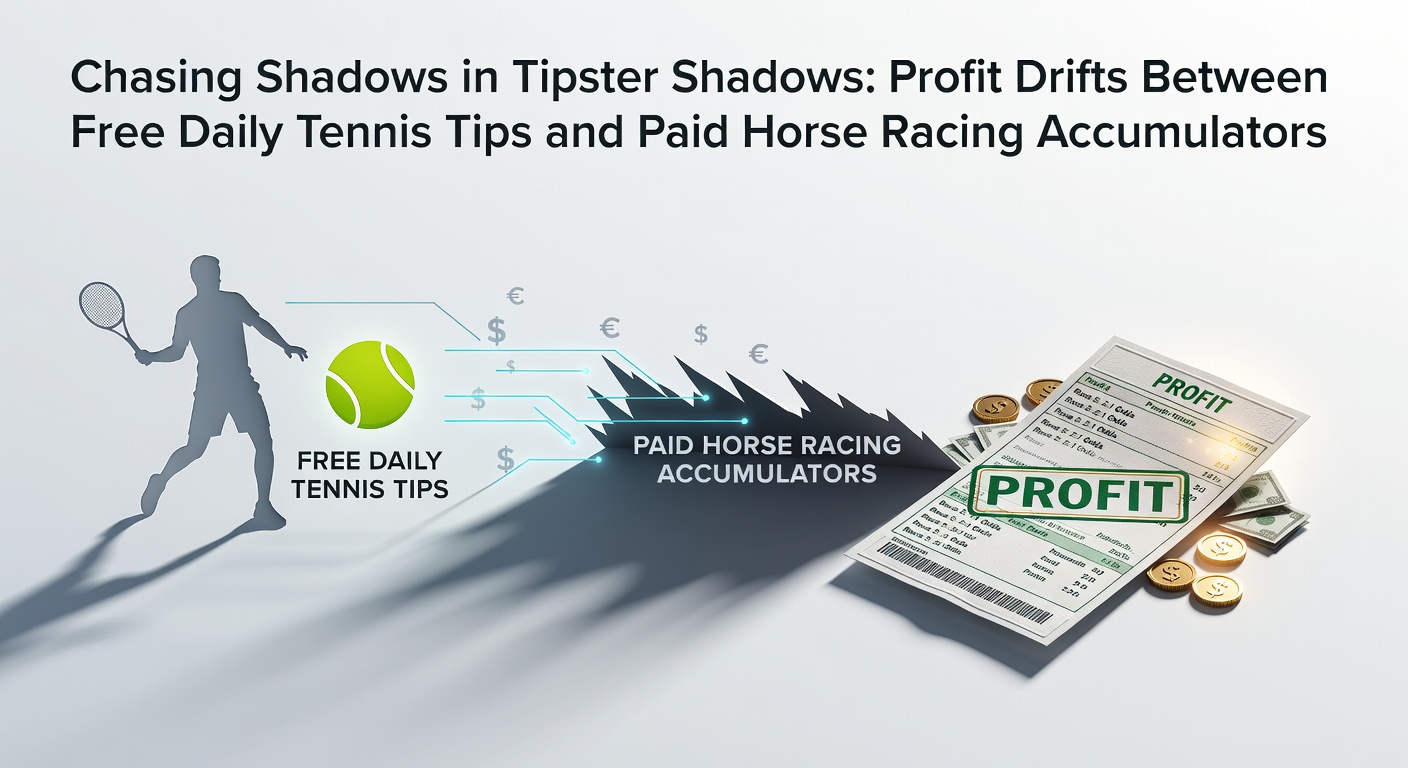 Graph comparing profit lines for free tennis tips and paid horse racing accumulators over six months, showing diverging trends