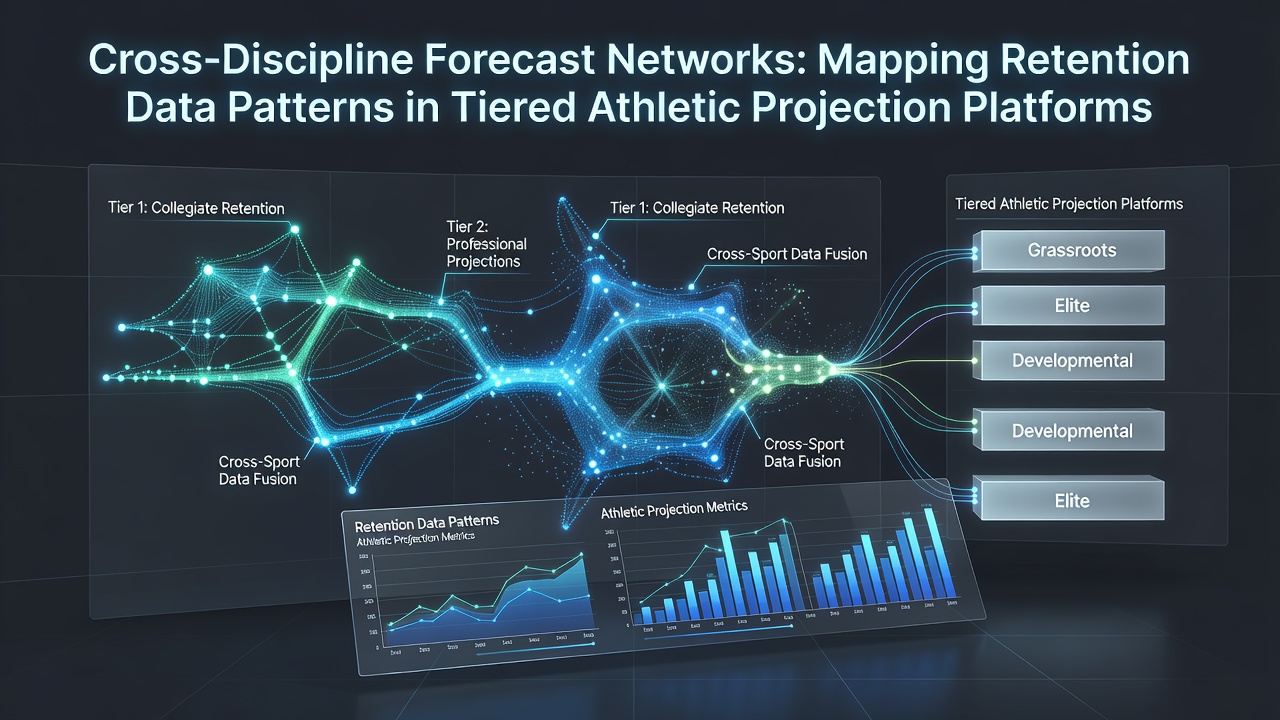 Network diagram showing interconnected data flows across multiple athletic disciplines in projection platforms