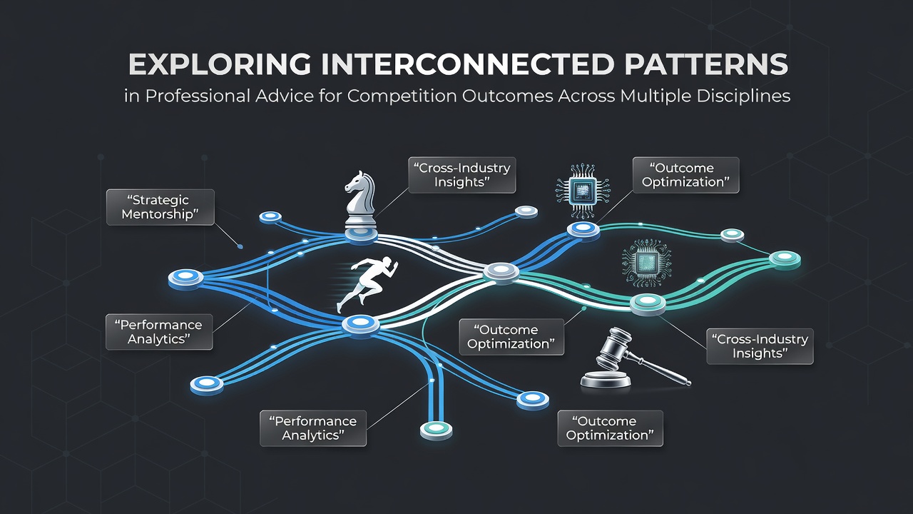 Visual representation of interconnected patterns across professional advice in various competitive disciplines including sports and business