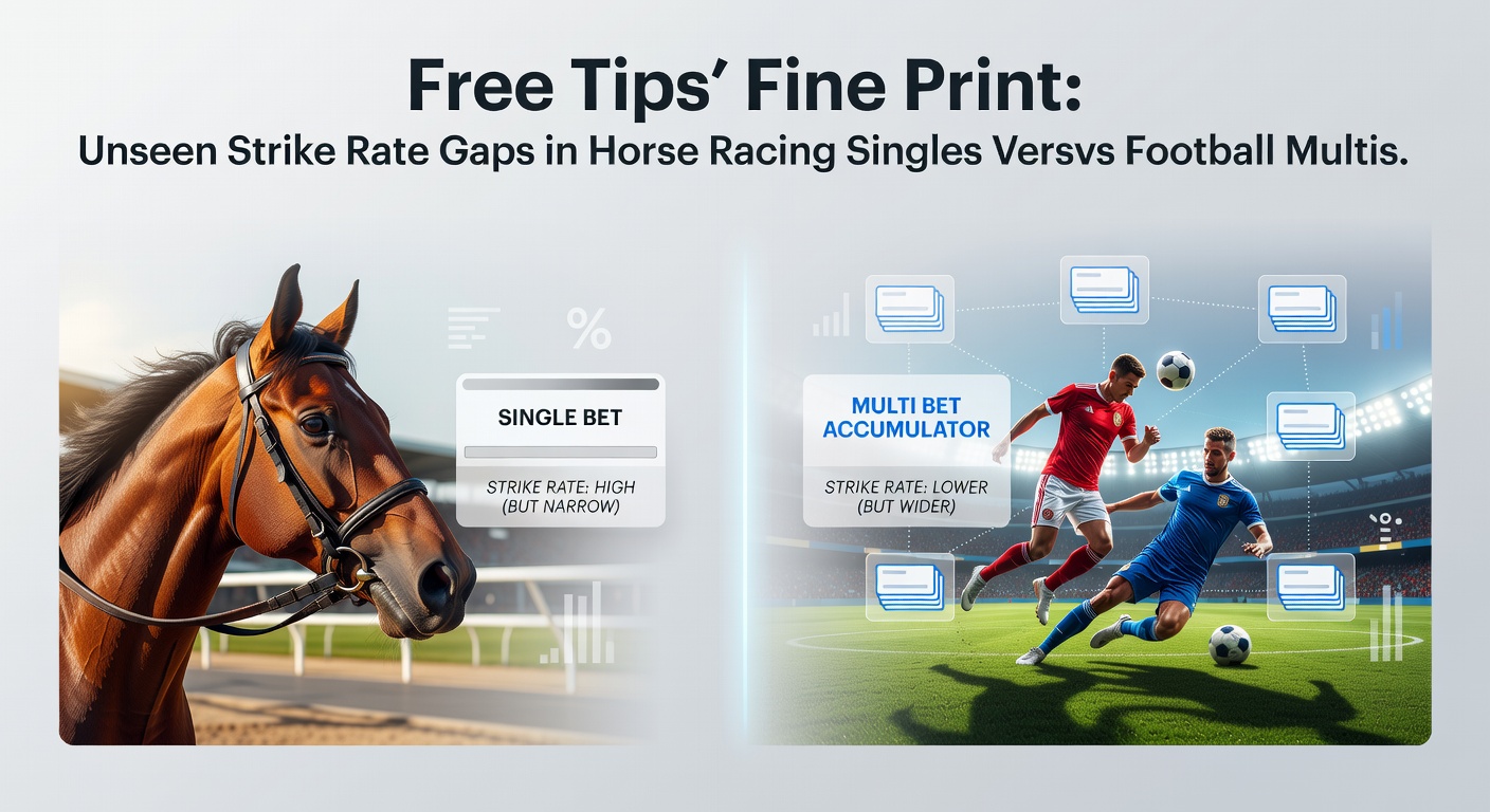 Graph comparing strike rates of horse racing singles and football multis from free tipster services, showing a clear gap in success percentages