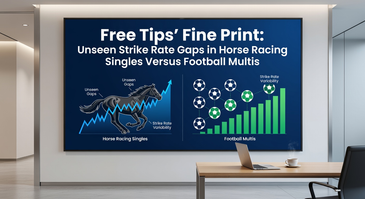 Close-up of fine print in a tipster disclaimer, highlighting strike rate disclaimers and terms buried at the bottom of a promotions page
