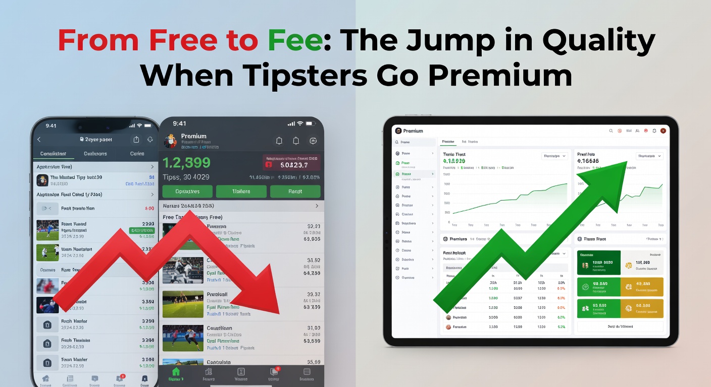 Graph comparing profit lines for free versus premium tipster services across multiple sports