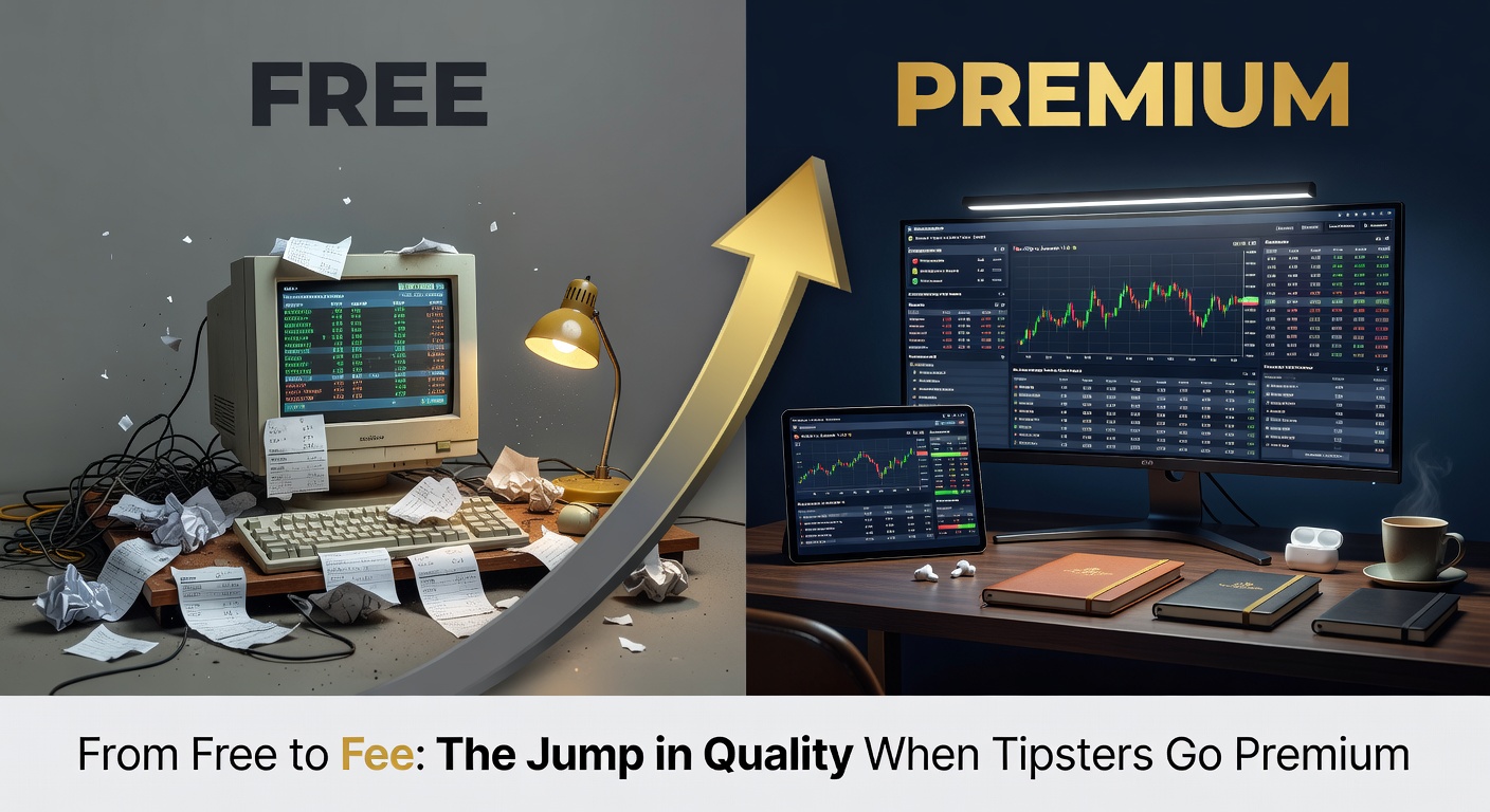 Screenshot of a premium tipster dashboard showing detailed analytics and profit trackers for subscribers