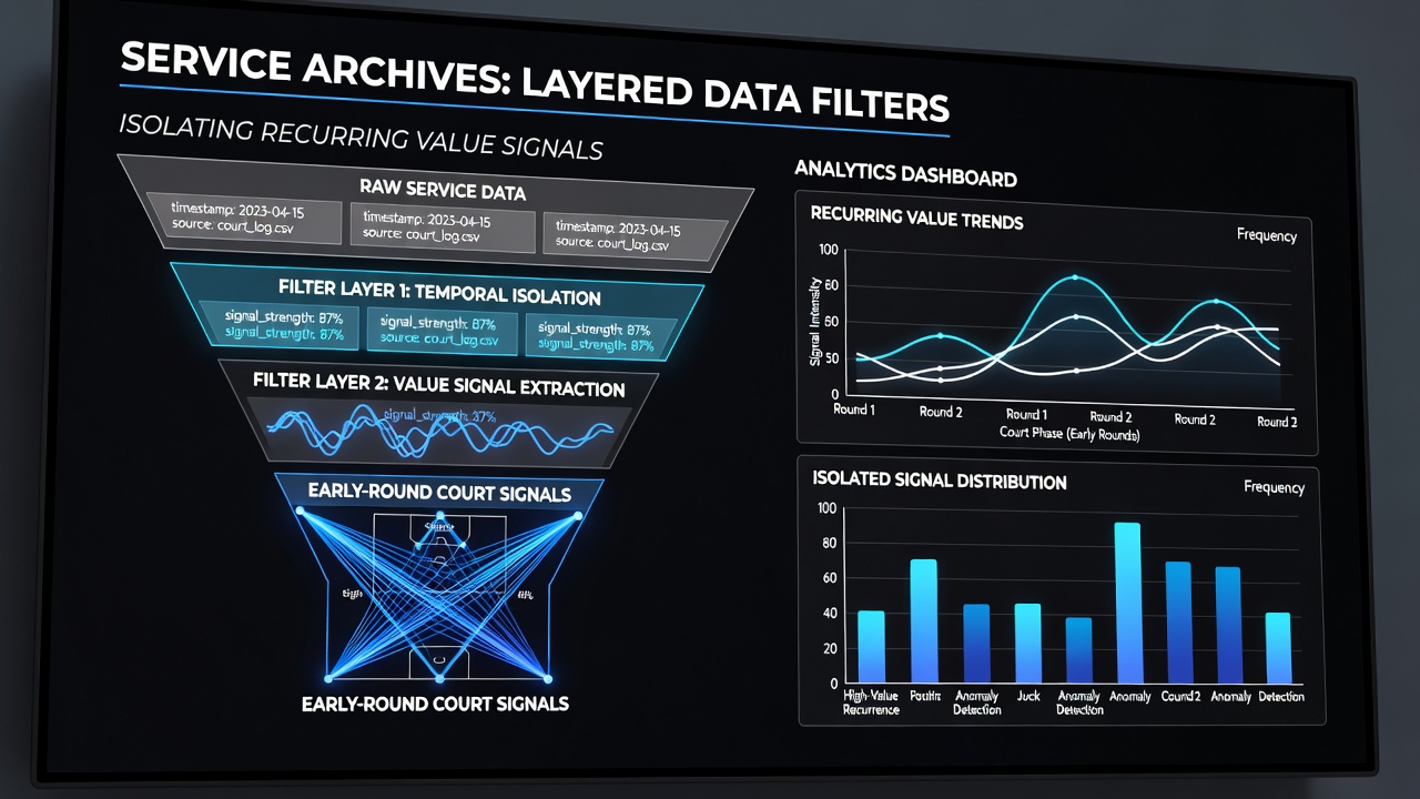 Data layers isolating value signals from tennis court and football league archives