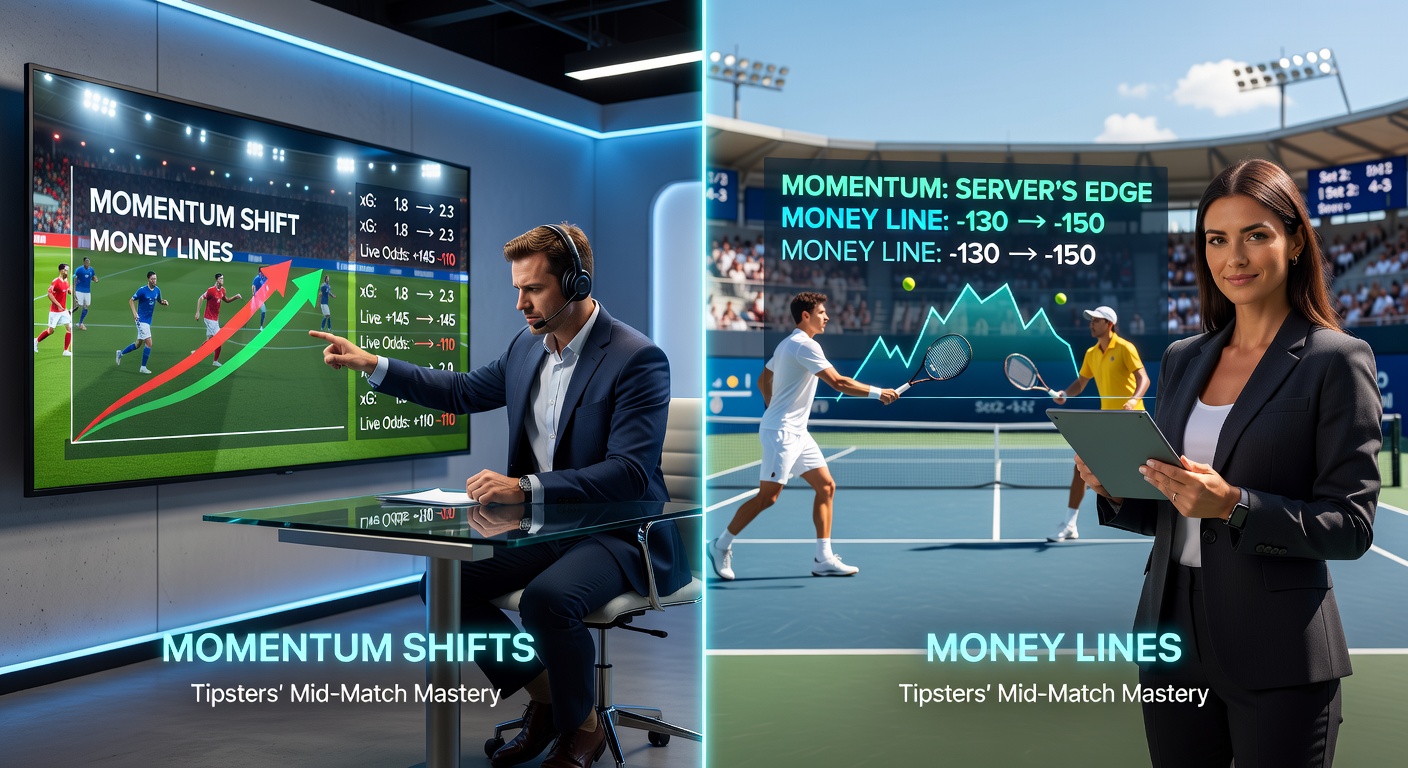 Close-up of a tennis player celebrating a crucial break point during a high-pressure match, with overlaid graphics showing shifting live odds on a betting interface, capturing mid-match drama