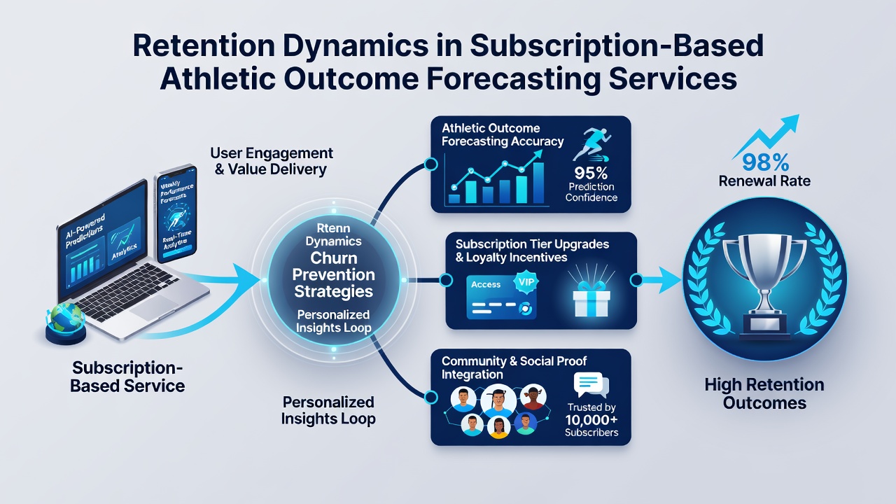 Dashboard view of subscription metrics for athletic outcome forecasting platforms showing user engagement trends
