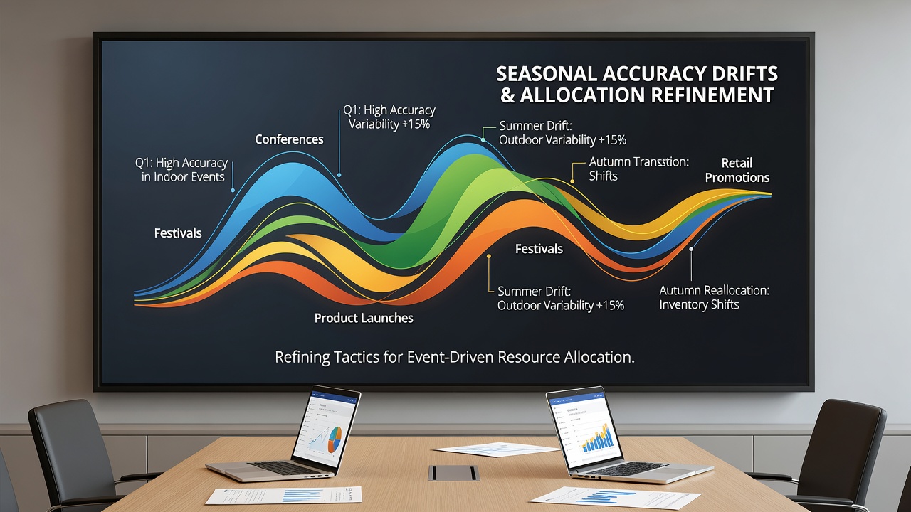 Graph illustrating allocation adjustments and portfolio balance metrics across seasonal periods