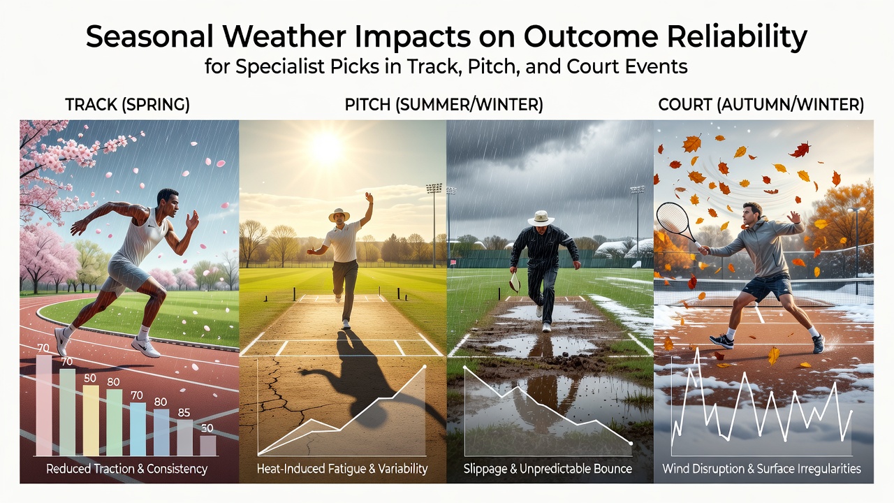 Weather patterns affecting racing tracks, football pitches, and tennis courts during summer months