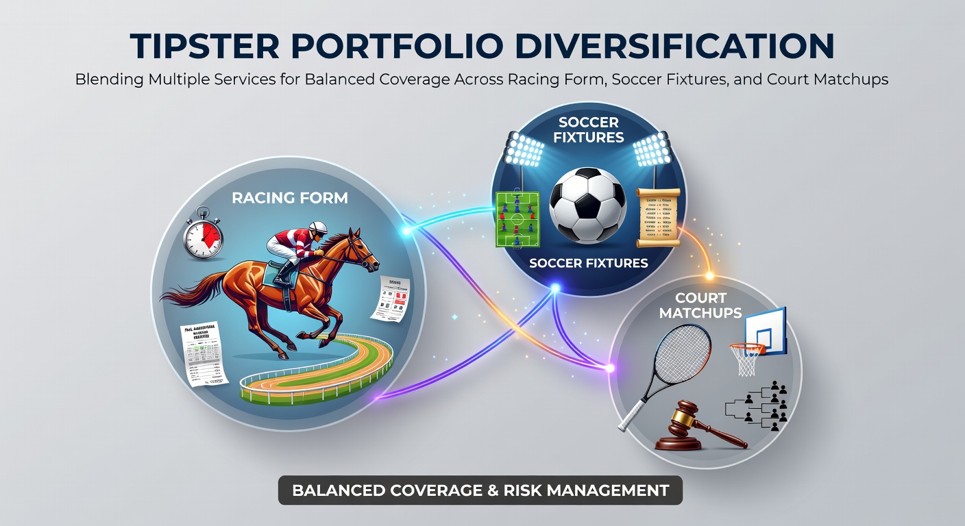 Chart illustrating diversified tipster portfolio returns across horse racing, soccer, and tennis, showing smoother profit curves compared to single-sport focus