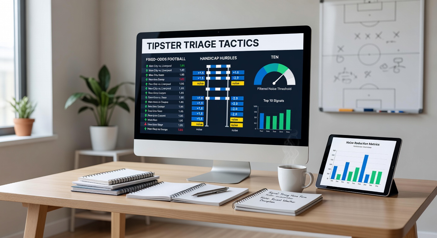 Close-up of a triage dashboard displaying fixed-odds football stats, handicap hurdle form lines, and tennis total projections with highlighted signal zones