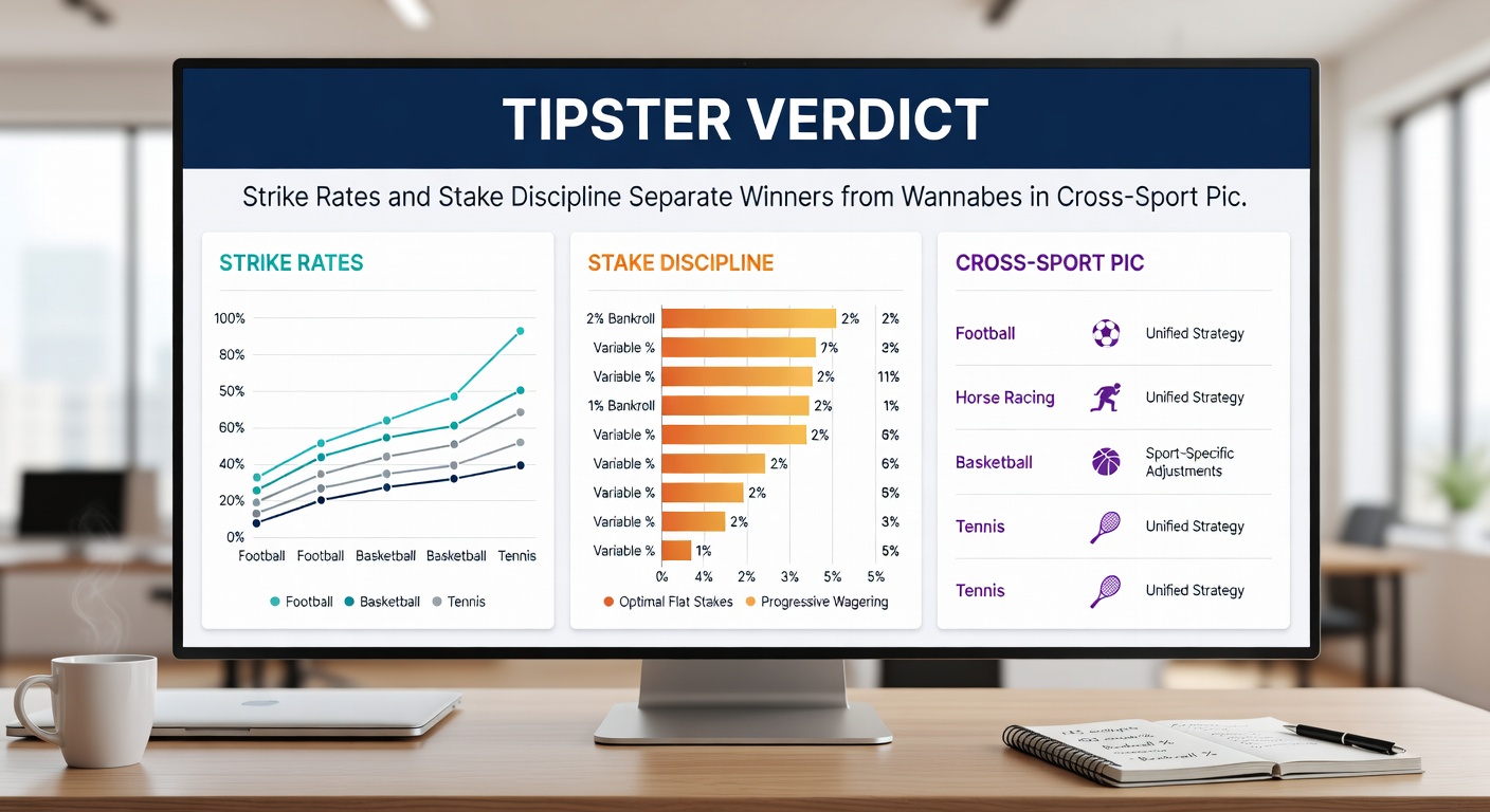 Chart comparing ROI trajectories for disciplined versus aggressive staking tipsters across mixed horse racing, football, and tennis selections