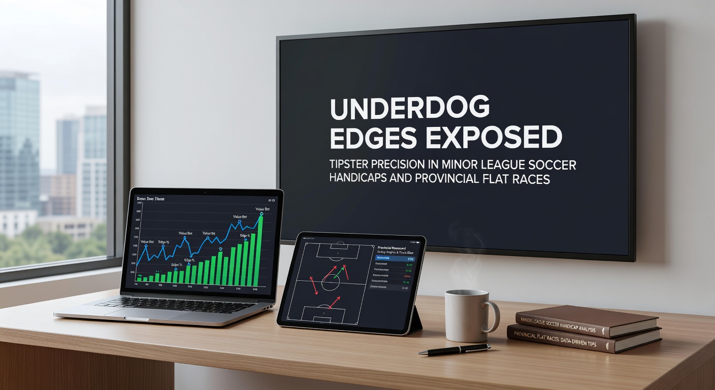 Horses thundering down a provincial track during a flat race, with an underdog pulling ahead in the final stretch, capturing the excitement of regional betting edges