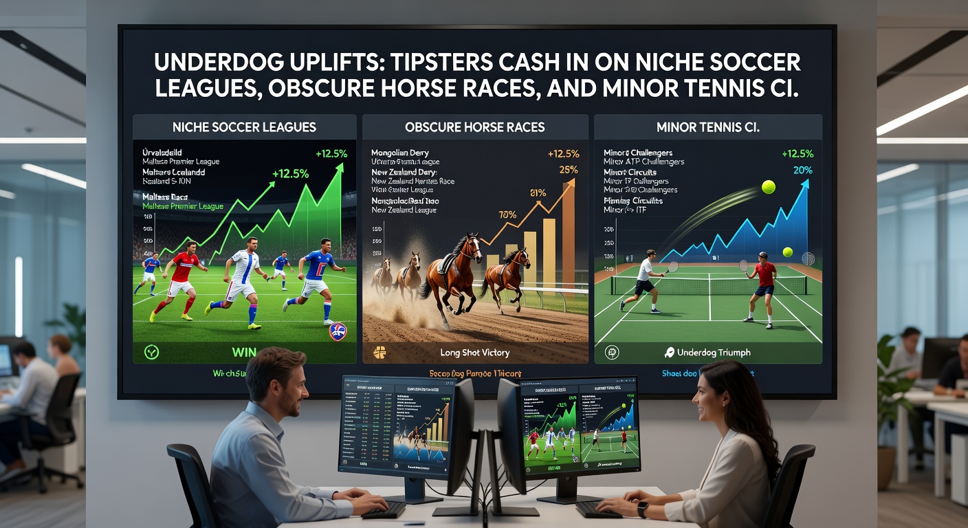 Close-up of a horse thundering down an obscure provincial track under cloudy skies, with a tipster's notebook overlay showing underdog odds and track bias notes