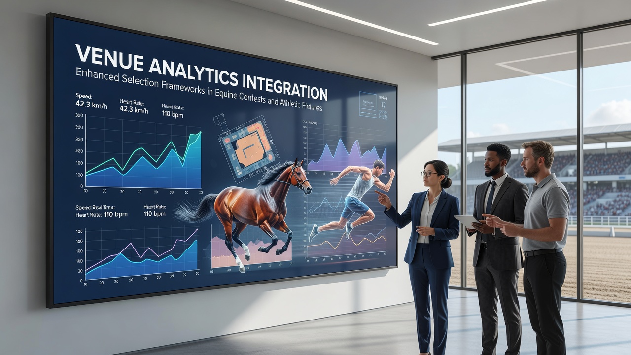 Venue analytics dashboard displaying track conditions and performance metrics for equine events